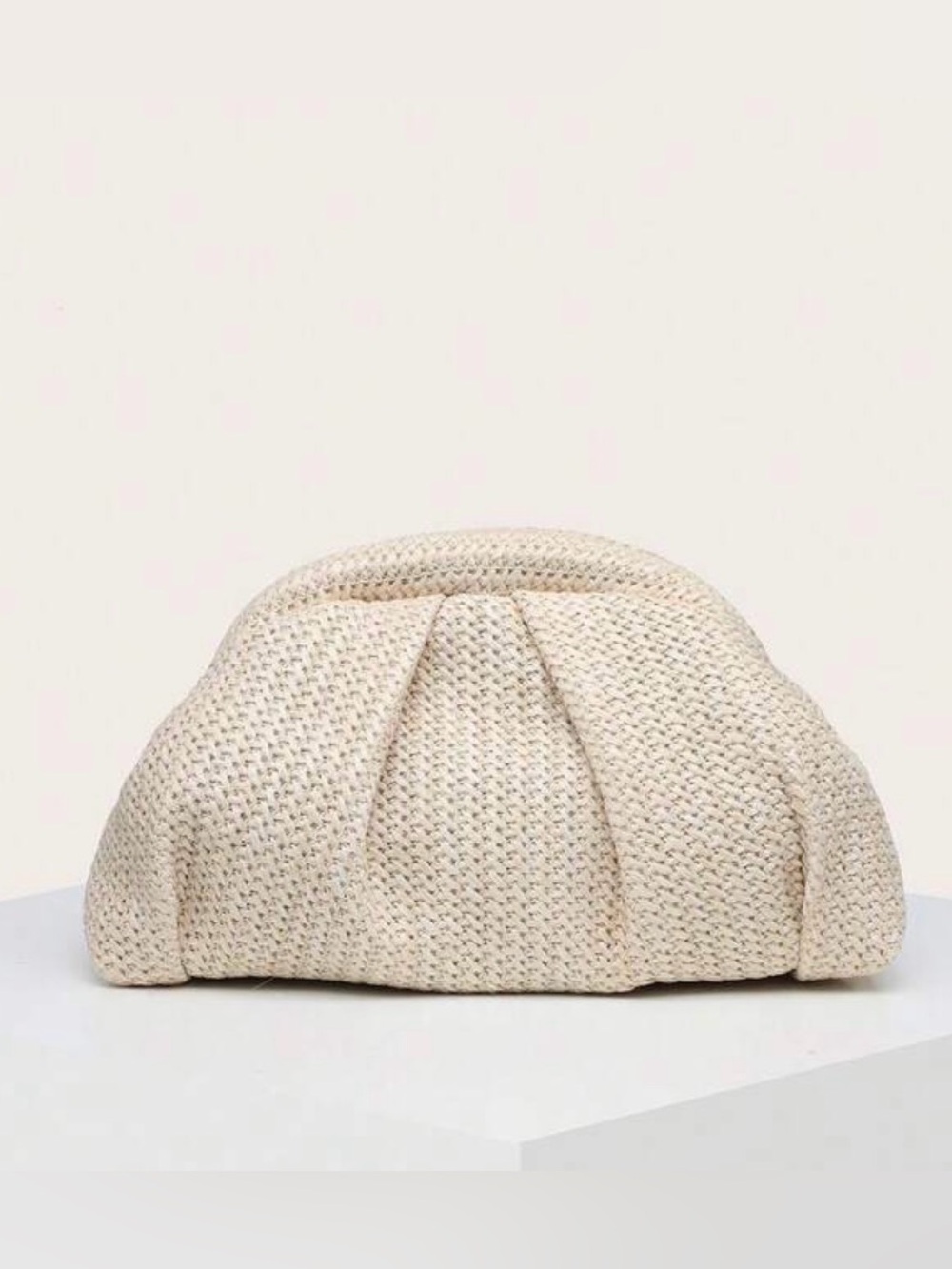 Cream Woven Clutch Bag -